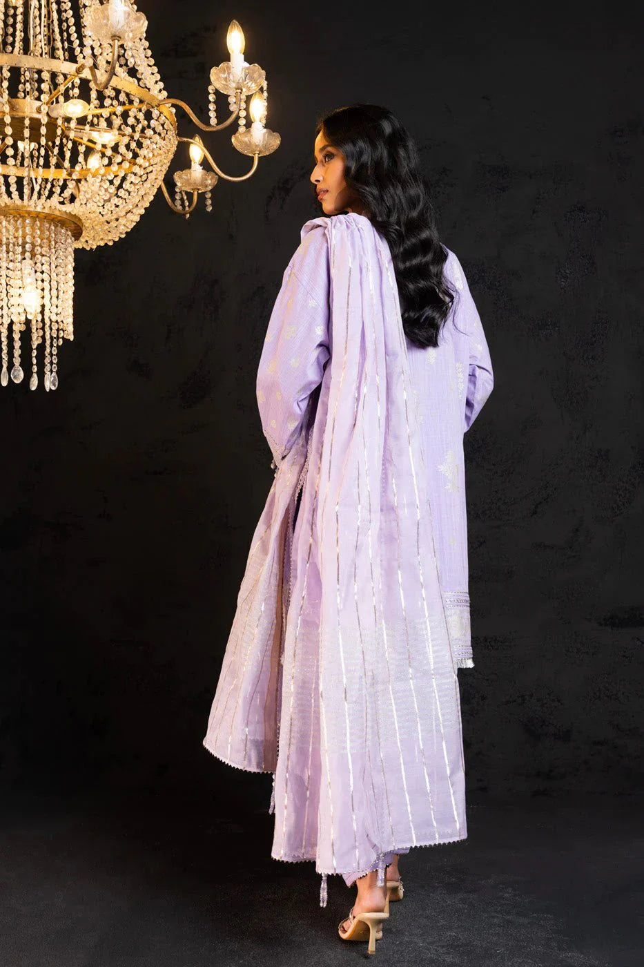 Alkaram | Spring Summer Festive 24 | Embroidered Two Way Slub Lavender