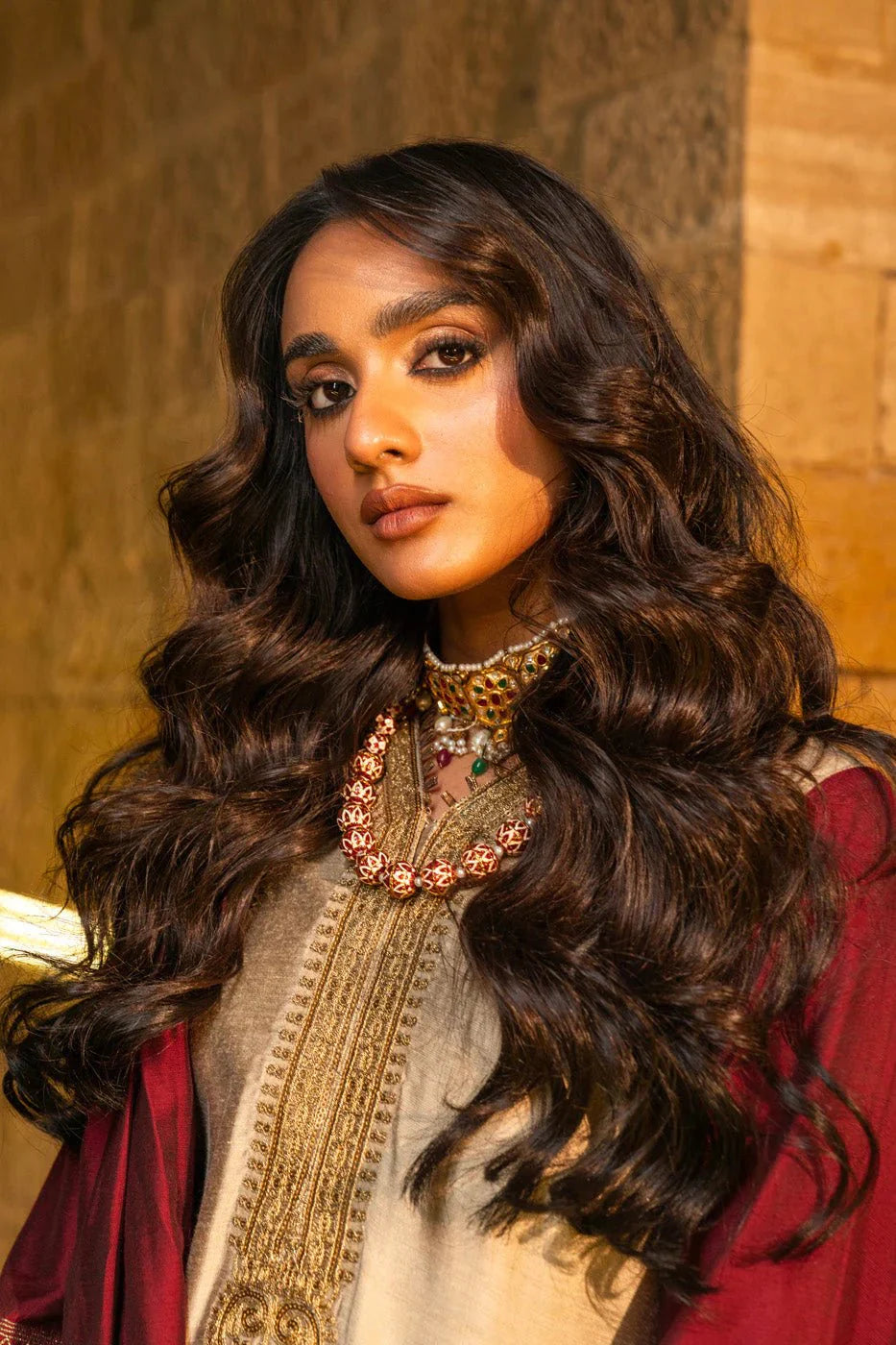 Alkaram | Spring Summer Festive 24 | Embroidered Yarn Dyed Beige