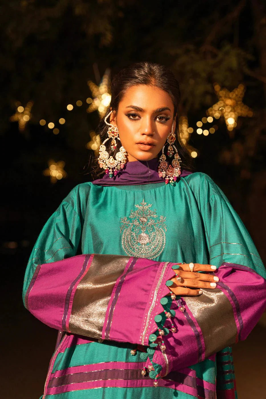 Alkaram | Spring Summer Festive 24 | Embroidered Yarn Dyed Teal