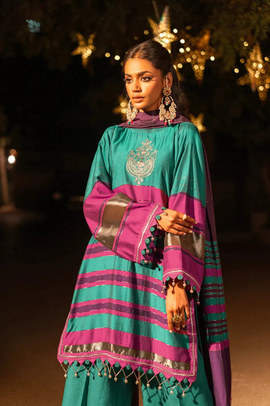 Alkaram | Spring Summer Festive 24 | Embroidered Yarn Dyed Teal