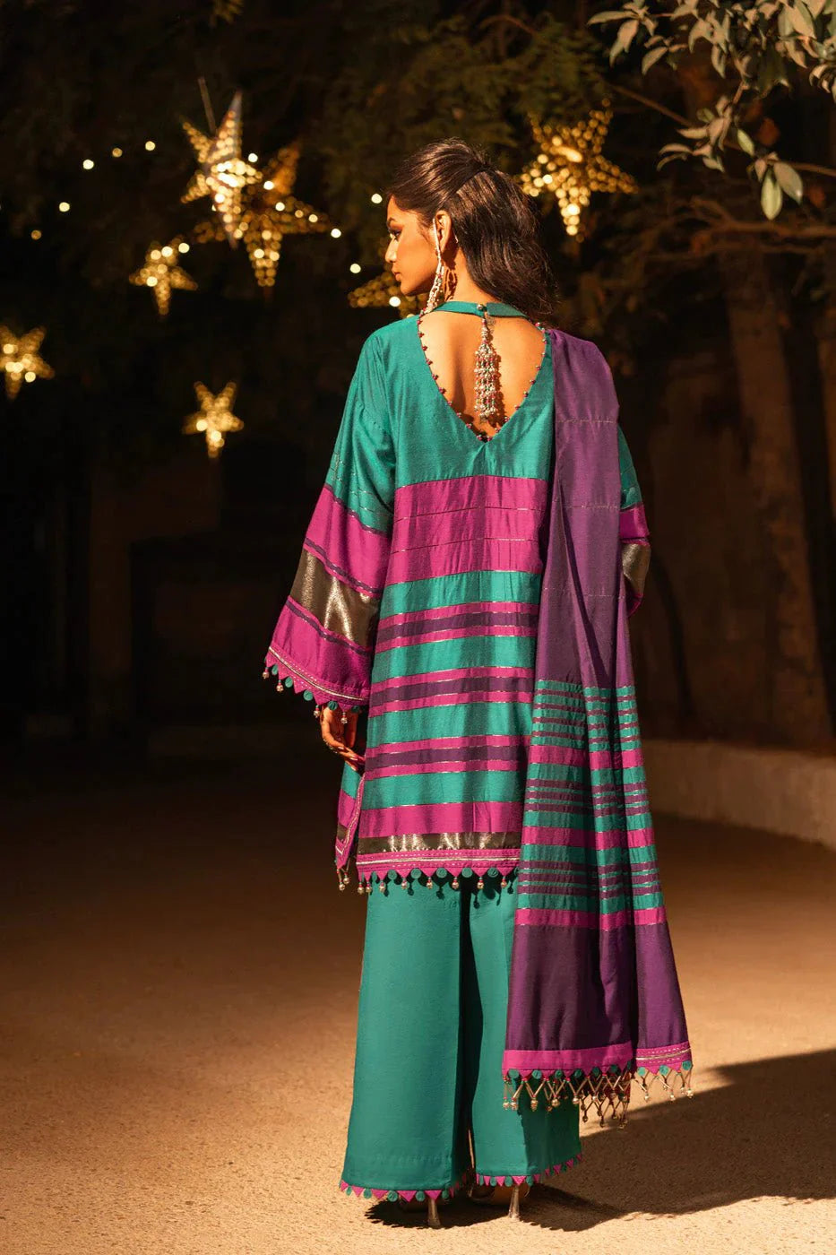 Alkaram | Spring Summer Festive 24 | Embroidered Yarn Dyed Teal