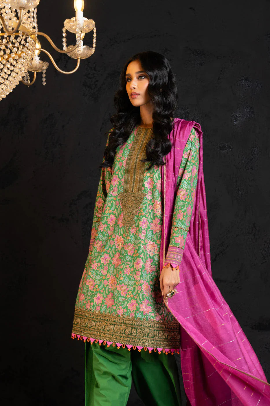 Alkaram | Spring Summer Festive 24 | Embroidered Dobby Green