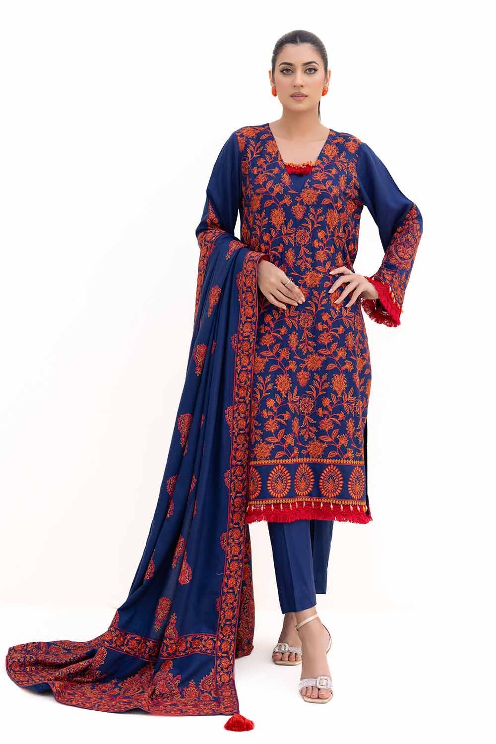 Gul Ahmed | Winter Collection 24 | Acrylic Suit with Embroidered Acrylic Dupatta AP-42012