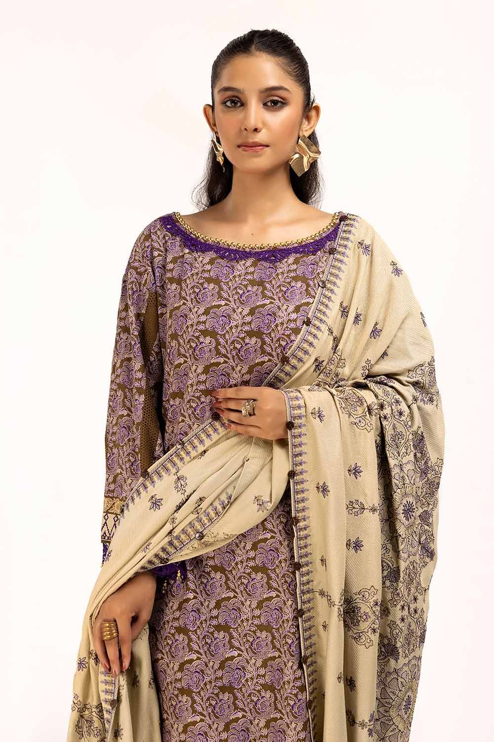 Gul Ahmed | Winter Collection 24 | Cotail Suit with Printed Twill Cotton Linen Dupatta CV-42009