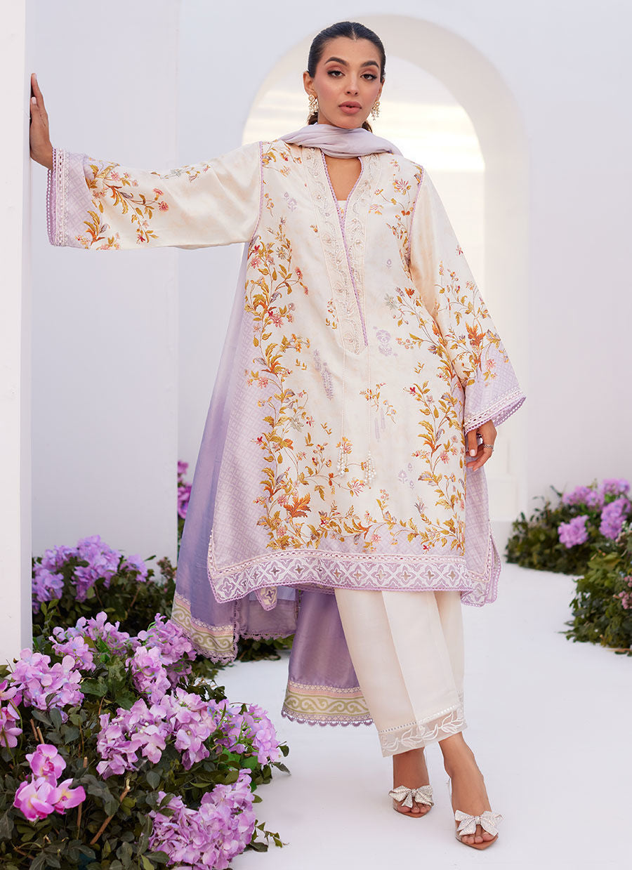 Farah Talib Aziz | Zaza Prints 24 | AMETHYST TRELLIS SHIRT AND DUPATTA