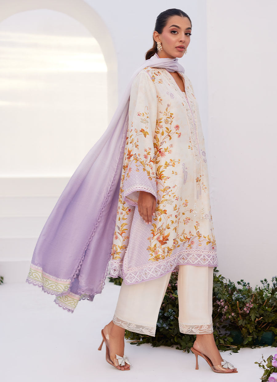 Farah Talib Aziz | Zaza Prints 24 | AMETHYST TRELLIS SHIRT AND DUPATTA