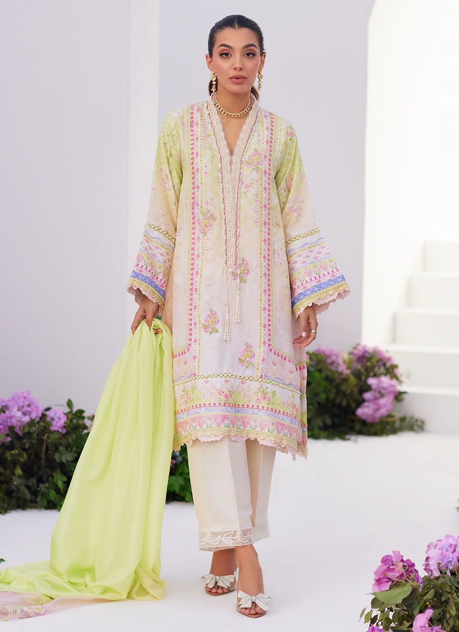 Farah Talib Aziz | Zaza Prints 24 | PEAR OMBRÈ SHIRT AND DUPATTA