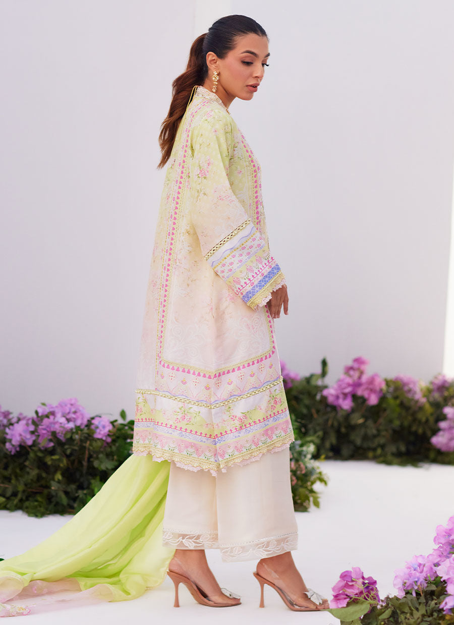Farah Talib Aziz | Zaza Prints 24 | PEAR OMBRÈ SHIRT AND DUPATTA