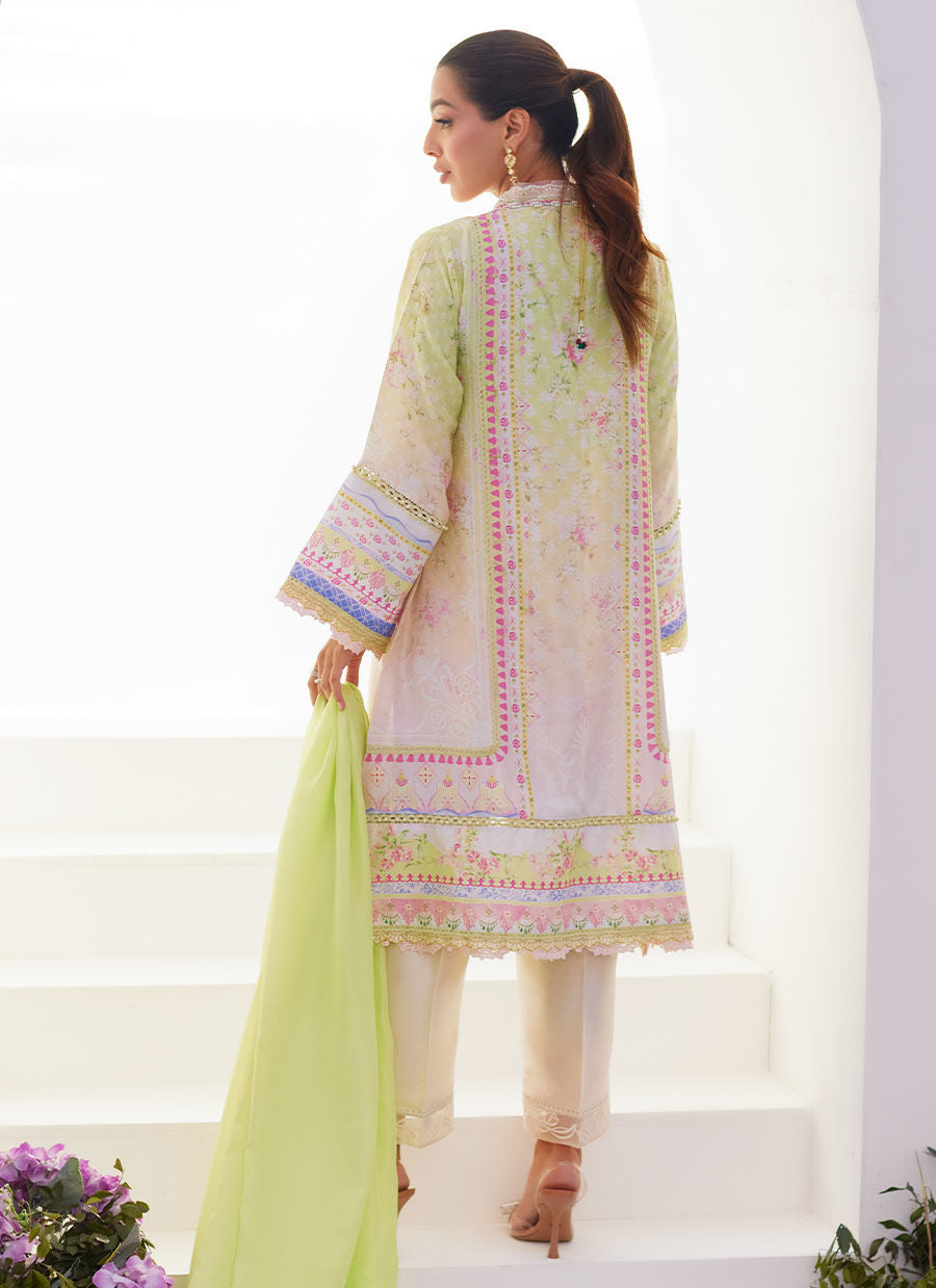 Farah Talib Aziz | Zaza Prints 24 | PEAR OMBRÈ SHIRT AND DUPATTA