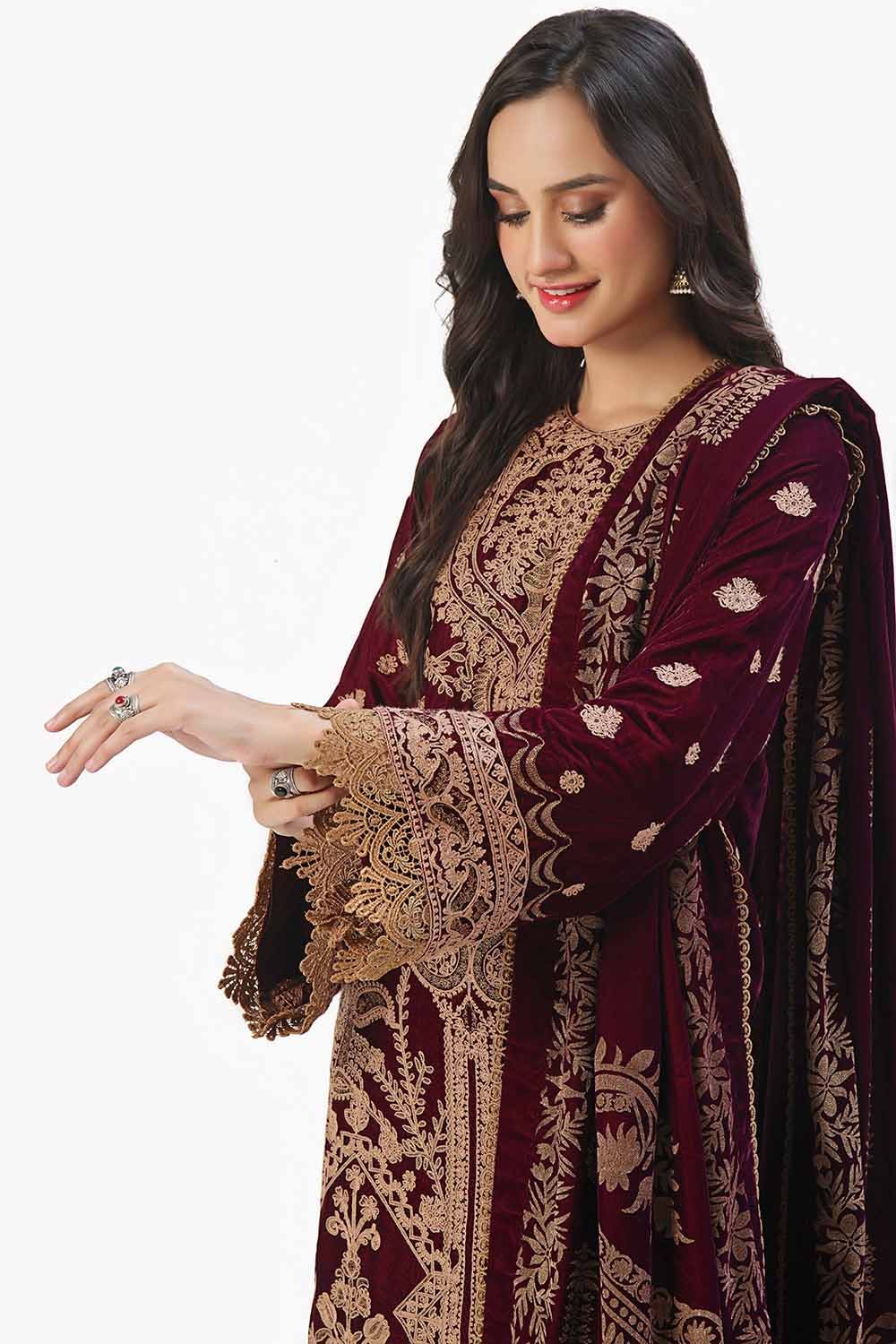 Gul Ahmed | Winter Collection 24 | Velvet Dupatta WV-42003