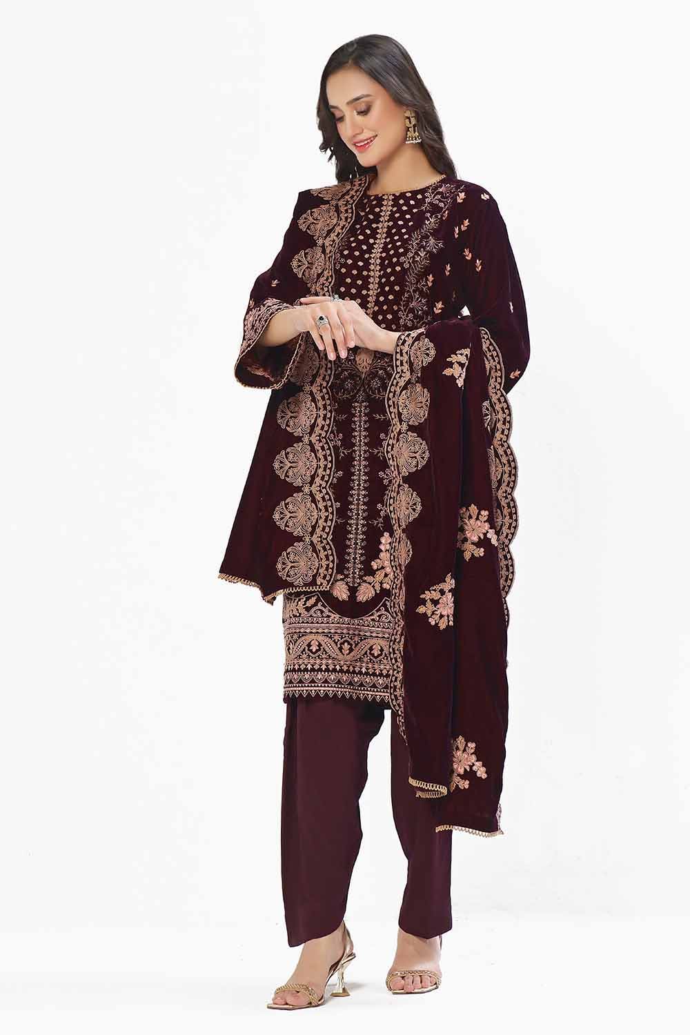 Gul Ahmed | Winter Collection 24 | Velvet Dupatta WV-42006